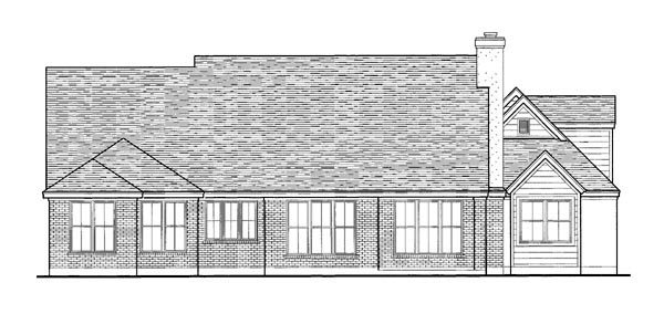 Country European One-Story Rear Elevation of Plan 90300