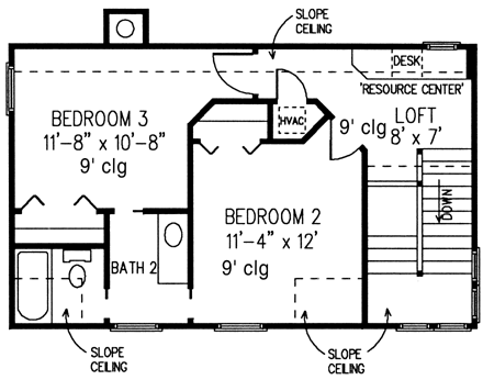 House Plan 90305 Second Level Plan