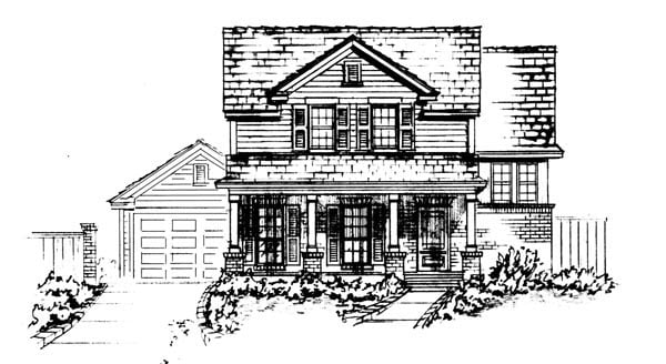 Country Plan with 1925 Sq. Ft., 3 Bedrooms, 3 Bathrooms, 2 Car Garage Elevation