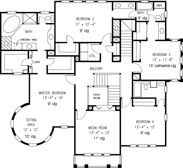 Colonial Craftsman Level Two of Plan 90307