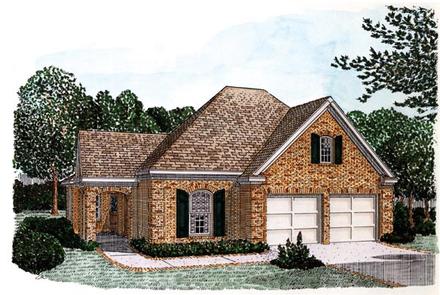 Country European One-Story Elevation of Plan 90312