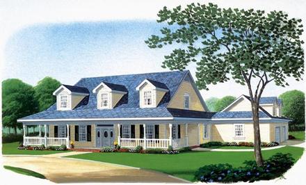 Country Farmhouse Southern Elevation of Plan 90313