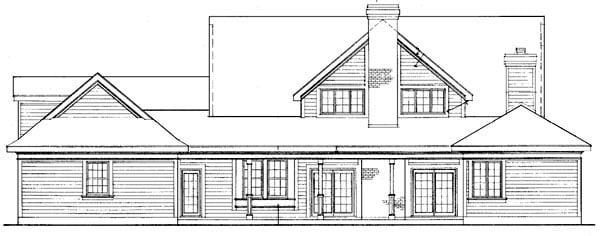Country Farmhouse Southern Rear Elevation of Plan 90313