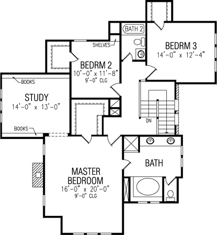 House Plan 90319 Second Level Plan