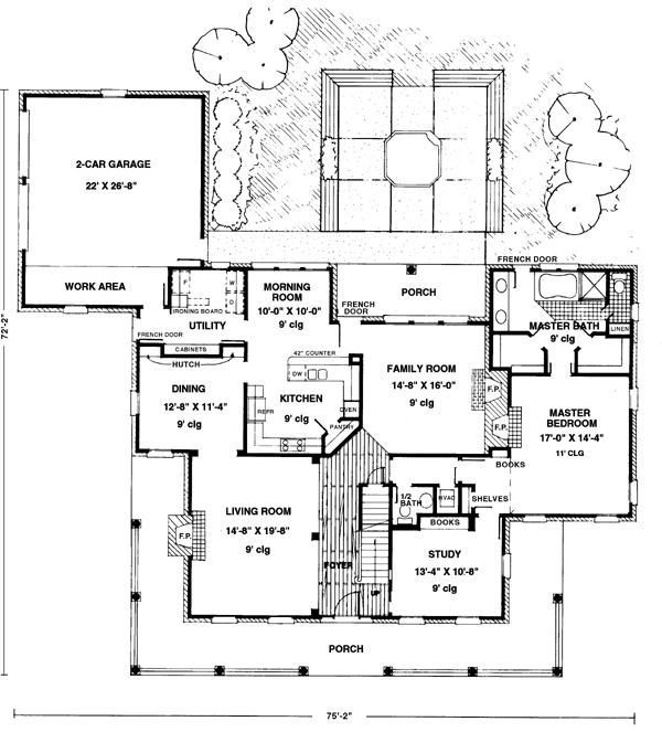 Country Farmhouse Southern Level One of Plan 90322