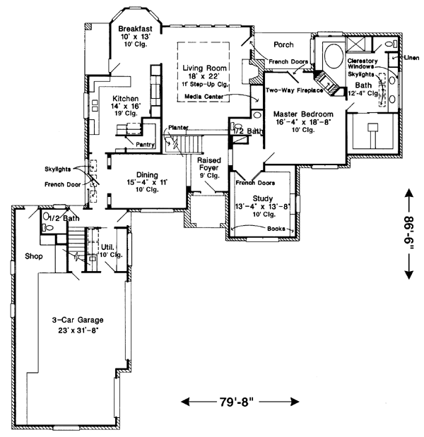 European One-Story Traditional Level One of Plan 90325