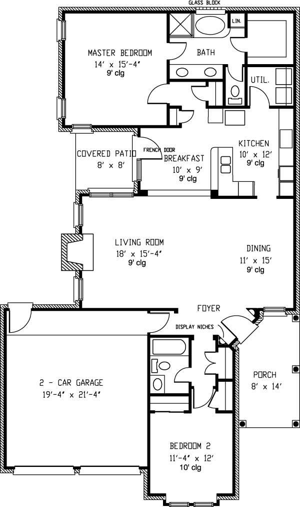 Contemporary Country European One-Story Level One of Plan 90327