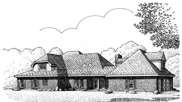 Contemporary Country Craftsman Southern Rear Elevation of Plan 90328