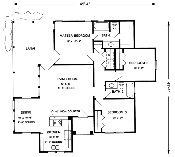 Contemporary Cottage Level One of Plan 90329