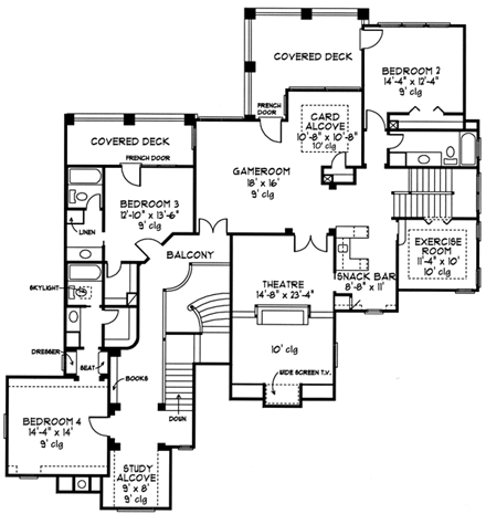 House Plan 90330 Second Level Plan