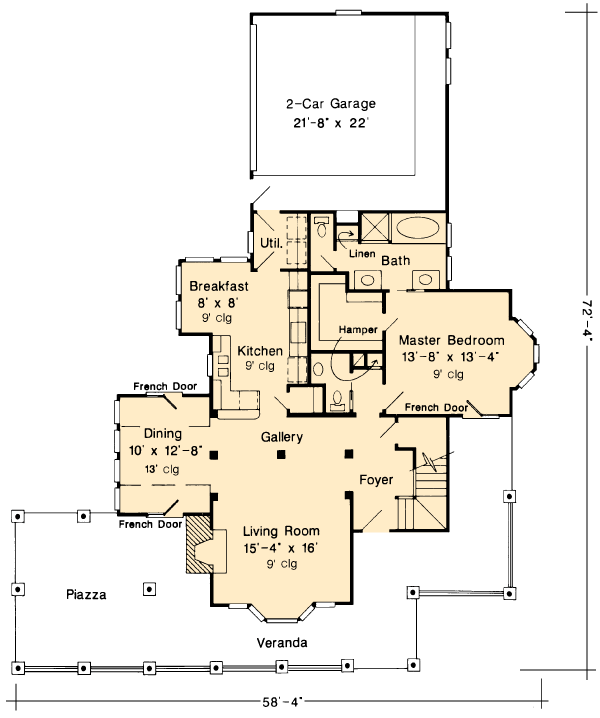 Country Farmhouse Victorian Level One of Plan 90331