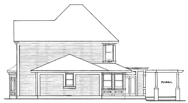 Country, Farmhouse, Victorian Plan with 2213 Sq. Ft., 4 Bedrooms, 3 Bathrooms, 2 Car Garage Rear Elevation