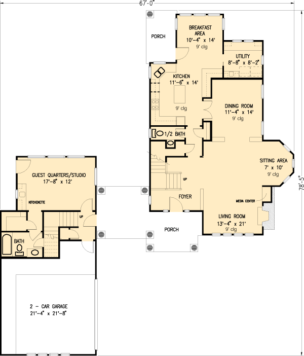 Country Craftsman Level One of Plan 90332