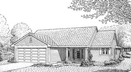 Country One-Story Elevation of Plan 90333