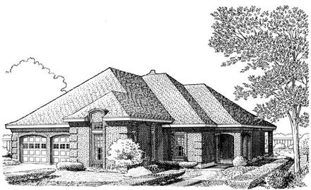 European One-Story Elevation of Plan 90334