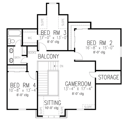 House Plan 90336 Second Level Plan