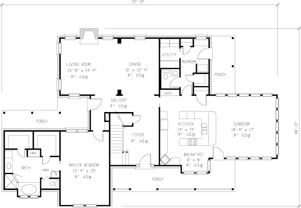 Country Farmhouse Victorian Level One of Plan 90338