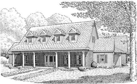 Cape Cod Colonial Country Southern Elevation of Plan 90340