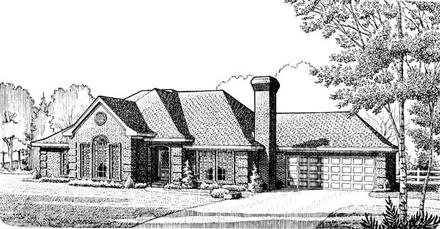 European One-Story Elevation of Plan 90341