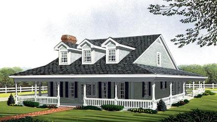 Country Farmhouse Southern Elevation of Plan 90347