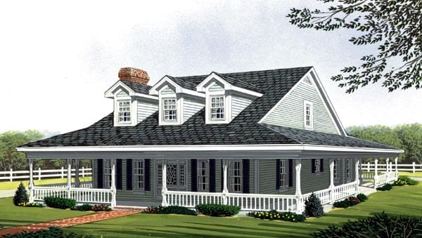 Country, Farmhouse, Southern Plan with 2059 Sq. Ft., 3 Bedrooms, 3 Bathrooms Elevation
