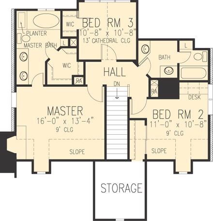 House Plan 90348 Second Level Plan