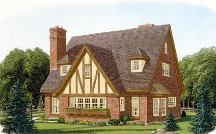 Contemporary Narrow Lot Tudor Elevation of Plan 90348