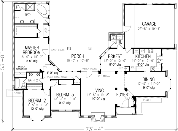 European One-Story Level One of Plan 90349