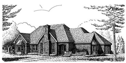 European One-Story Elevation of Plan 90349