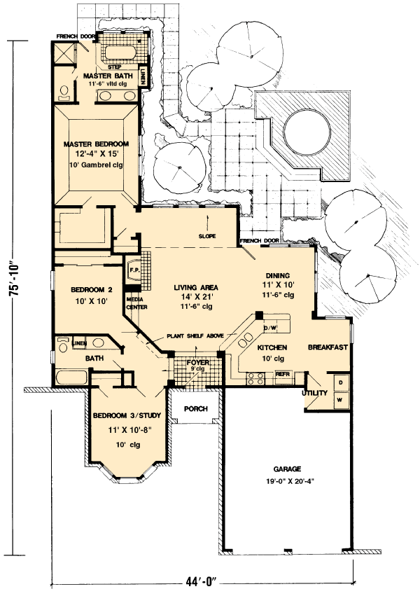 Contemporary European One-Story Level One of Plan 90352