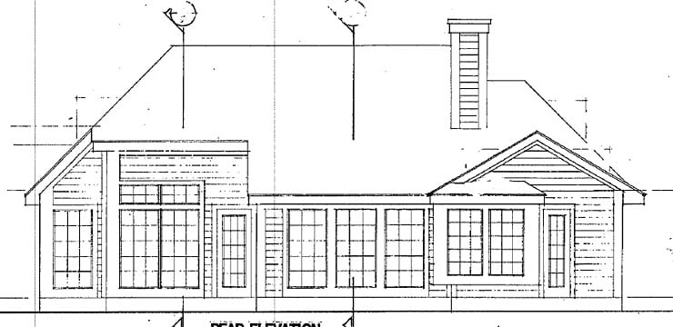 Contemporary European One-Story Rear Elevation of Plan 90352