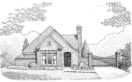 Cabin Contemporary Craftsman European One-Story Elevation of Plan 90356