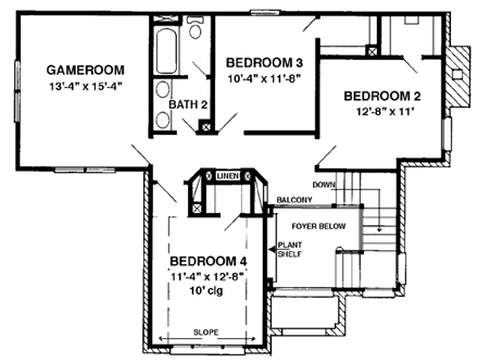 House Plan 90357 Second Level Plan