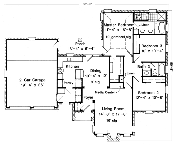 Contemporary European One-Story Traditional Level One of Plan 90358