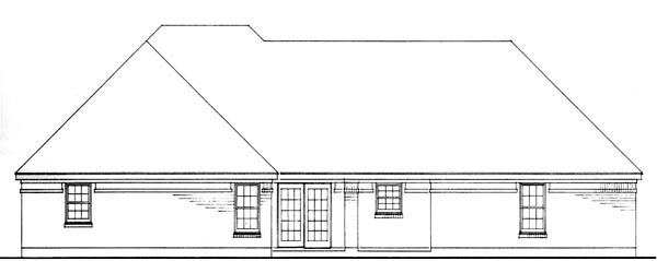 European One-Story Traditional Rear Elevation of Plan 90361