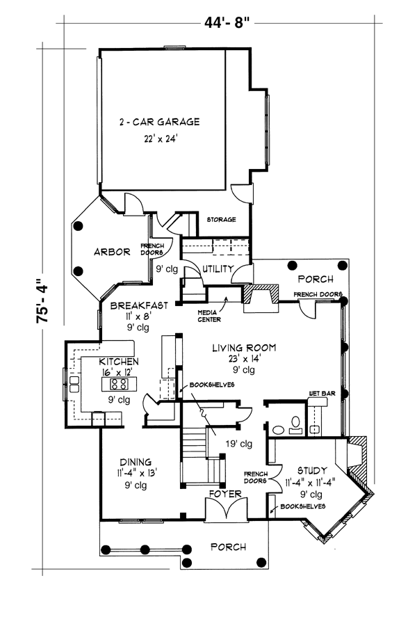 Country Craftsman Level One of Plan 90367