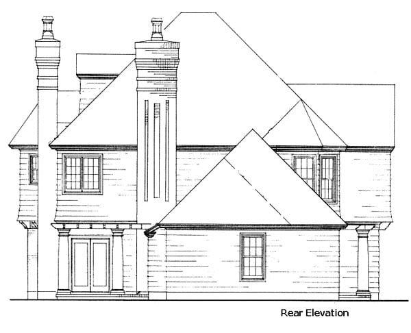 Country Craftsman Rear Elevation of Plan 90367