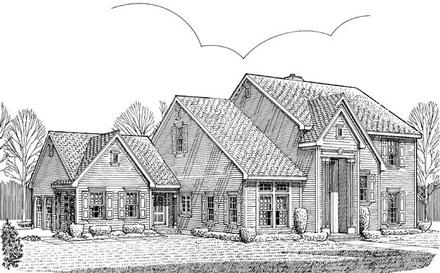Colonial One-Story Ranch Traditional Elevation of Plan 90368