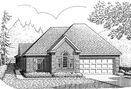 Contemporary Craftsman European One-Story Elevation of Plan 90369