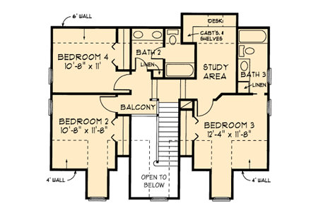 House Plan 90374 Second Level Plan