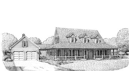 Country Farmhouse Southern Elevation of Plan 90374