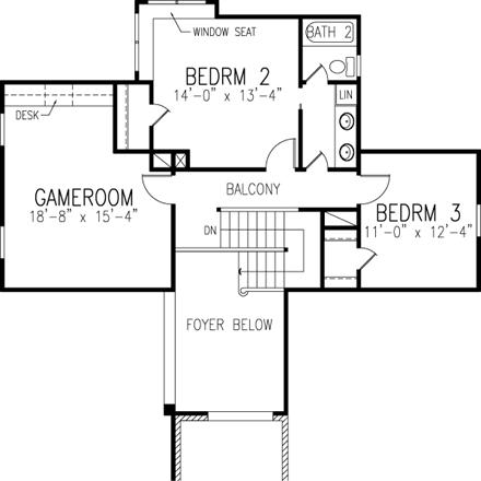 House Plan 90375 Second Level Plan