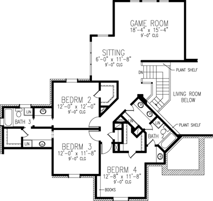 House Plan 90377 Second Level Plan