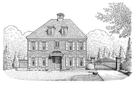Cabin Colonial Contemporary Southern Elevation of Plan 90378