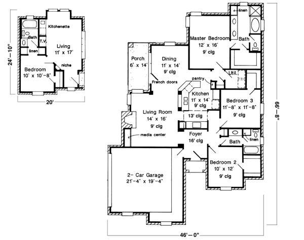 European One-Story Level One of Plan 90381