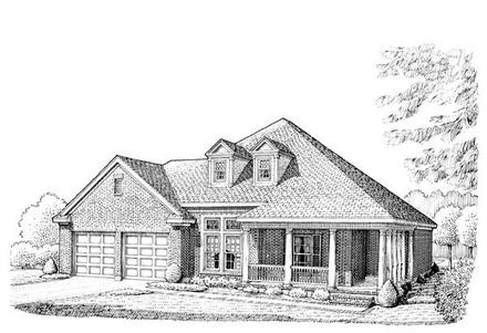 Country Farmhouse One-Story Southern Traditional Elevation of Plan 90385