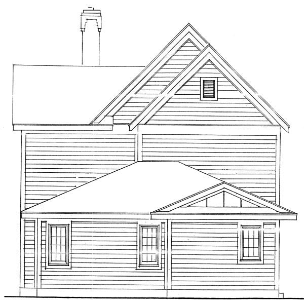 Country Farmhouse Narrow Lot Rear Elevation of Plan 90388