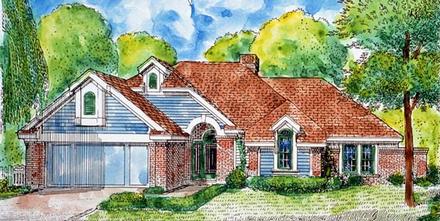 European One-Story Traditional Elevation of Plan 90390