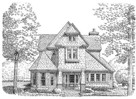 Cottage Craftsman Victorian Elevation of Plan 90391