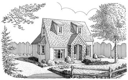 Cottage Country European Narrow Lot Traditional Elevation of Plan 90398